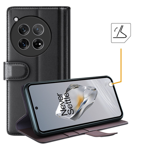 Flipové pouzdro pro OnePlus 12 5G, Split Leather, černé