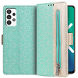 Flipové pouzdro pro Samsung Galaxy A53 5G, Wallet Pocket Zipper Lace, zelené