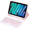 Pouzdro s bluetooth klávesnicí pro iPad mini 8.3" 2021 (6 gen.) / iPad mini 8.3" 2024 (7 gen.), růžové