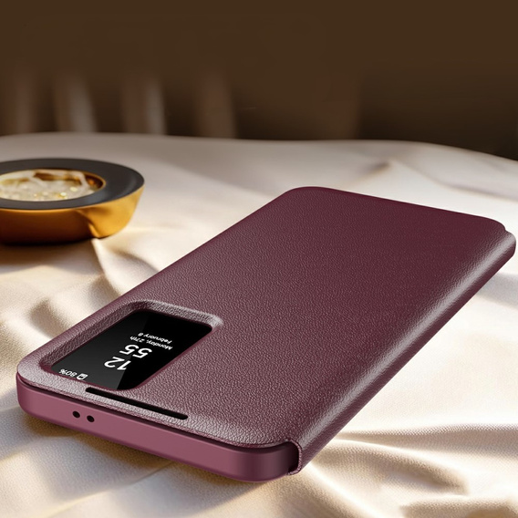 Flipové pouzdro pro Samsung Galaxy S25 Edge, Smart View Wallet, kaštanové