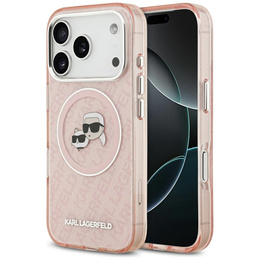 Pouzdro Karl Lagerfeld IML Glitter Karl & Choupette Heads Logo MagSafe pro iPhone 17 Pro Max