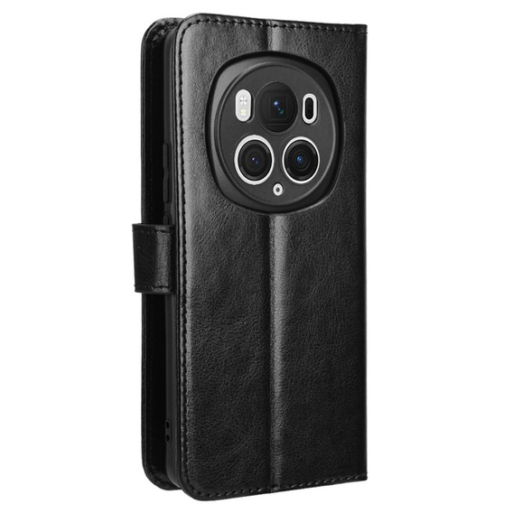 Klopové pouzdro pro Honor Magic 6 Pro 5G, Crazy Horse Wallet, černé