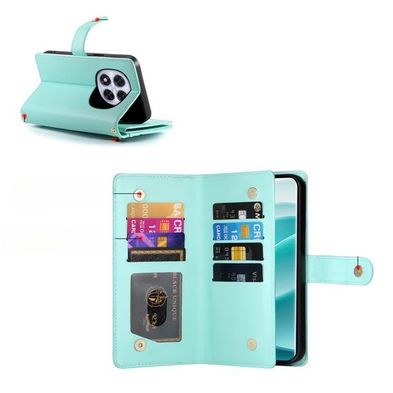 Klopové pouzdro pro Xiaomi Redmi Note 14 Pro 5G / Poco X7 5G, Wallet Zipper Pocket, zelené