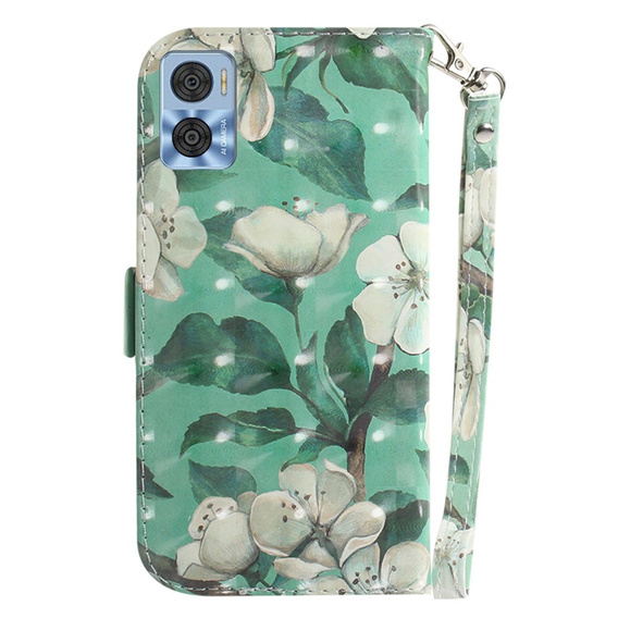 Klopové pouzdro pro Motorola Moto E22 / E22i, Wallet, flowers, bílé