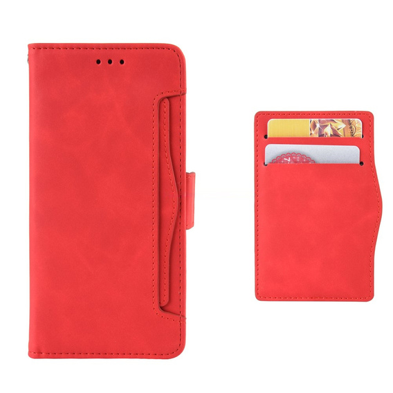 Klopové pouzdro pro Oppo Reno 14F, slot na karty, peněženka, červené