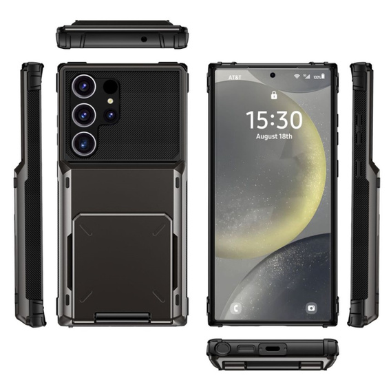 Pouzdro pro Samsung Galaxy S25 Ultra, Card Holder Kickstand, černé