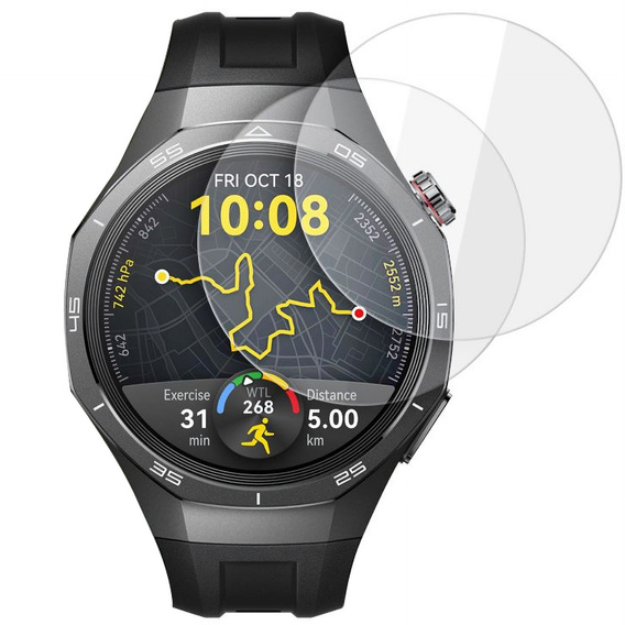 2x Tvrzené sklo ERBORD pro Huawei Watch GT 5 Pro 46mm, s montážním rámečkem