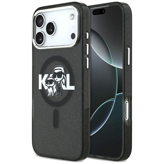 Pouzdro Karl Lagerfeld IML Glitter Karl & Choupette Sketch Logo MagSafe pro iPhone 17 Pro Max