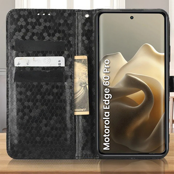 Flipové pouzdro pro Motorola Edge 60 Pro, Wallet Rhombus, černé