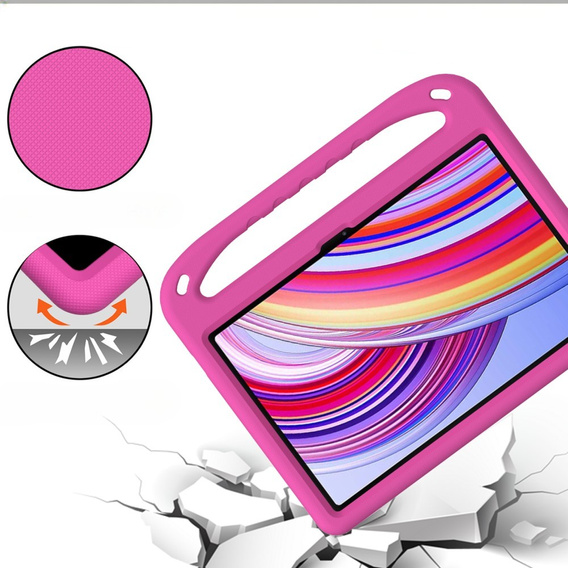 Dětské pouzdro pro Xiaomi Redmi Pad Pro / Xiaomi Poco Pad, s rukojetí, růžové