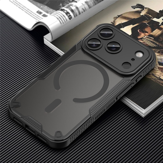 Pouzdro pro iPhone 17 Pro Max, pro MagSafe, pancéřované, černé