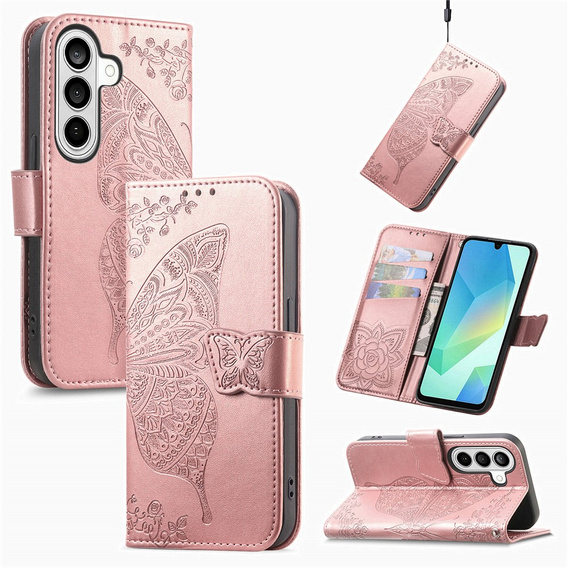 Pouzdro s klopou Butterfly pro Samsung Galaxy A57 5G, růžové