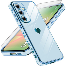 Pouzdro pro Samsung Galaxy A56, Electro heart, modré + sklo 9H