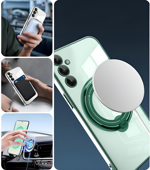 Magnetické pouzdro pro Samsung Galaxy S25+ Plus, pro MagSafe, zelené