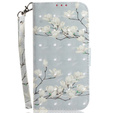 Klopové pouzdro pro Samsung Galaxy A14 4G/5G, Wallet, flowers magnolia, bílé