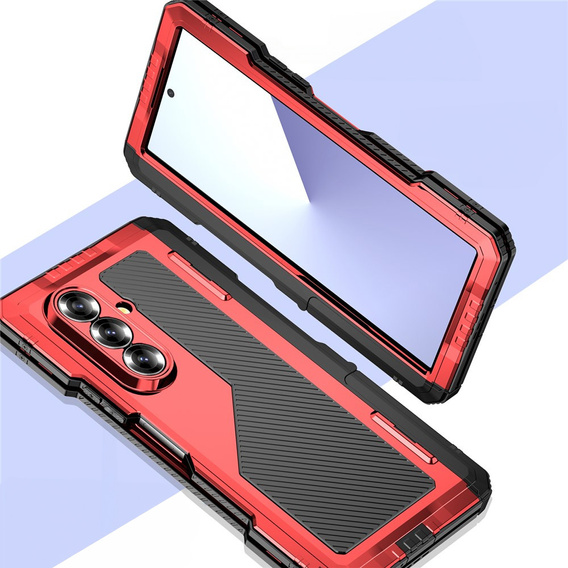Pancéřové pouzdro pro Samsung Galaxy Z Fold6 5G, hliníkové, se stojánkem a prostorem pro stylus, černé