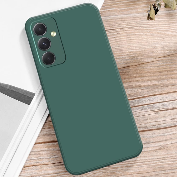 Pouzdro pro Samsung Galaxy A15, Silicone Lite, tmavě zelené + 9H sklo