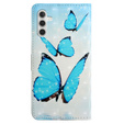 Klopové pouzdro pro Samsung Galaxy A05s, Wallet, Butterflies, modré