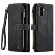 Pouzdro CASEME pro Samsung Galaxy A56 5G, Leather Wallet Cash and Card Slots, s poutkem, černé