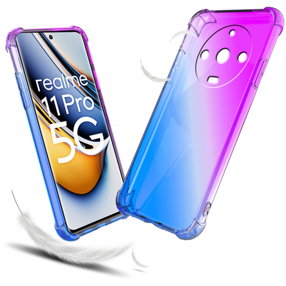 Pouzdro pro Realme 11 Pro / 11 Pro +, Gradient Dropproof, Fialová / modrá