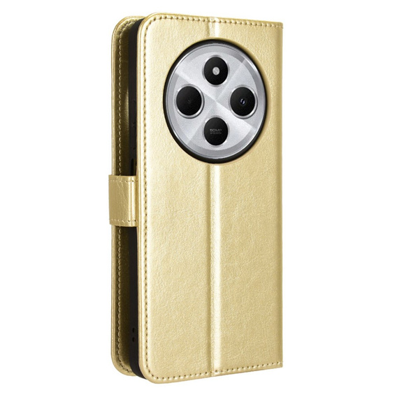 Klopové pouzdro pro Xiaomi Redmi 14C / Xiaomi Poco C75, Crazy Horse Wallet, zlaté
