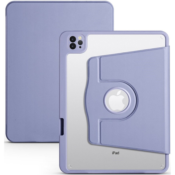 Pouzdro pro iPad Pro 11" 2022/2021/2020 (4/3/2 gen.), s prostorem pro stylus, otočné o 360°, fialové