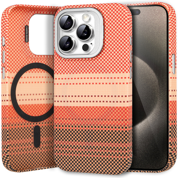 Pouzdro iPhone 15 Pro Max, Frame Kickstand, pro MagSafe, Sunset Orange