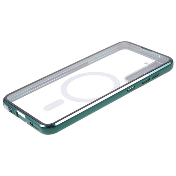 Magnetické pouzdro Dual Glass MagSafe pro Samsung Galaxy S21+ Plus, zelené