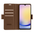 Pouzdro pro Samsung Galaxy A25 5G, ERBORD Glossy Litchi, flipová peněženka, hnědé