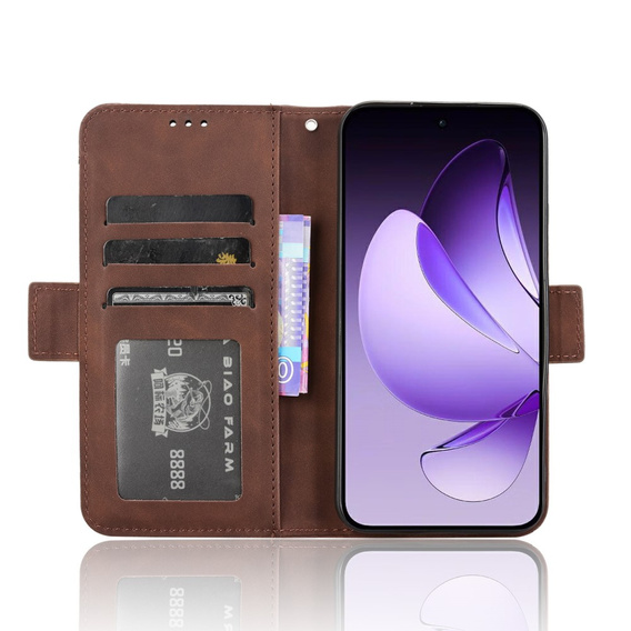 Klopové pouzdro pro Oppo Reno 13, Card Slot, hnědé