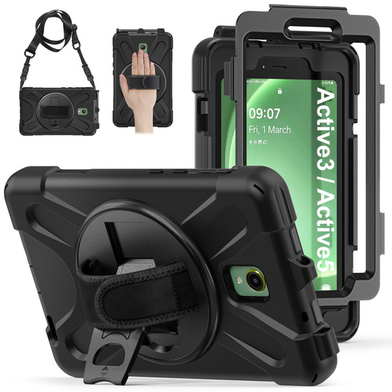 Obrněné pouzdro pro Samsung Galaxy Tab Active 3 T570 / 5 X306B, ochranné 360 se slotem na stylus, černé