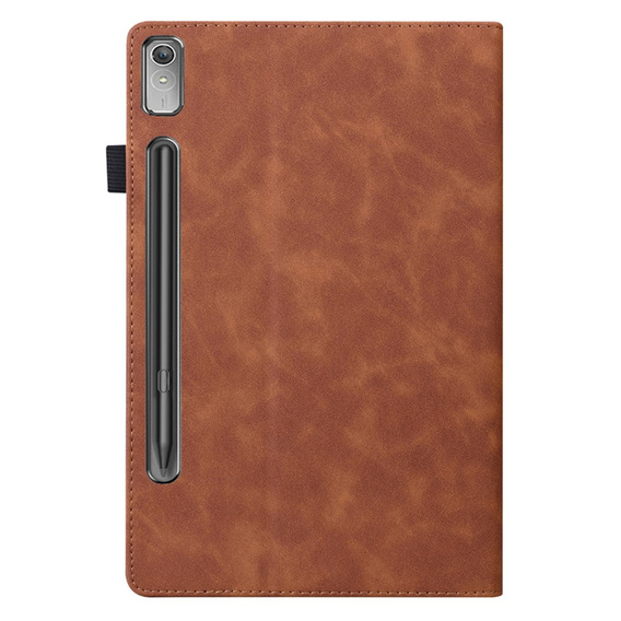 Pouzdro pro Lenovo Tab P12, Classic, s prostorem pro stylus, hnědé