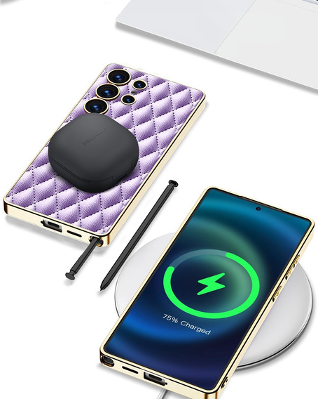 Pouzdro pro Samsung Galaxy S25 Ultra, Leather Rhombus, fialové