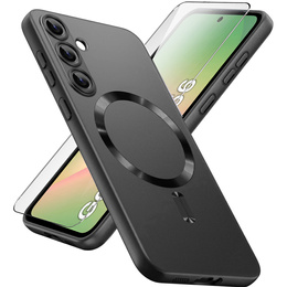 Pouzdro pro Samsung Galaxy A56, ColorMag, pro MagSafe, černé + tvrzené sklo 9H