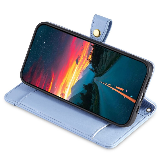 Klopové pouzdro pro Realme 14 Pro+ 5G, Wallet Zipper Pocket, modré