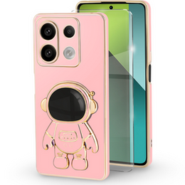 Pouzdro pro Xiaomi Redmi Note 13 Pro 5G, Astronaut, růžové + 9H tvrzené sklo