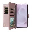 Flipové pouzdro pro Samsung Galaxy S25 Edge, Crossbody Leather Wallet, růžové
