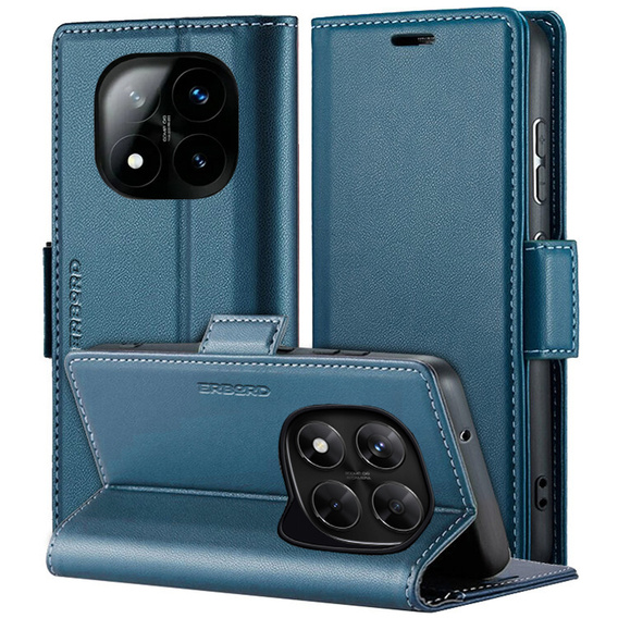 Pouzdro pro Xiaomi Redmi Note 14 Pro+ 5G / Xiaomi Poco X7 5G / Xiaomi Redmi Note 14 Pro 5G, ERBORD Glossy Litchi, flipová peněženka, modré