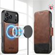 Flipové pouzdro 2 v 1 pro iPhone 17 Pro, SUTENI, pro MagSafe, hnědé