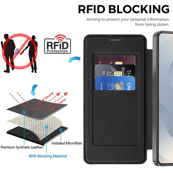 RFID Wallet MagSafe pouzdro s klopou a ochranou fotoaparátu pro Samsung Galaxy S26 Ultra