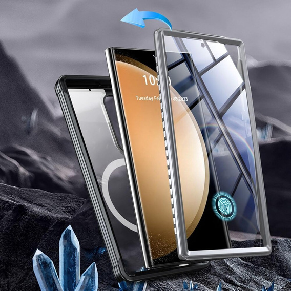 Pouzdro pro Samsung Galaxy S24 Ultra, Shockproof, s fólií na displej, pro MagSafe, černé