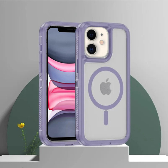 Pouzdro s rámečkem pro iPhone 11, pro MagSafe, transparentní / fialové