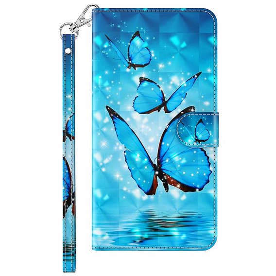 Klopové pouzdro pro Oppo A17, Wallet Light Spots Decor Butterfly, modré