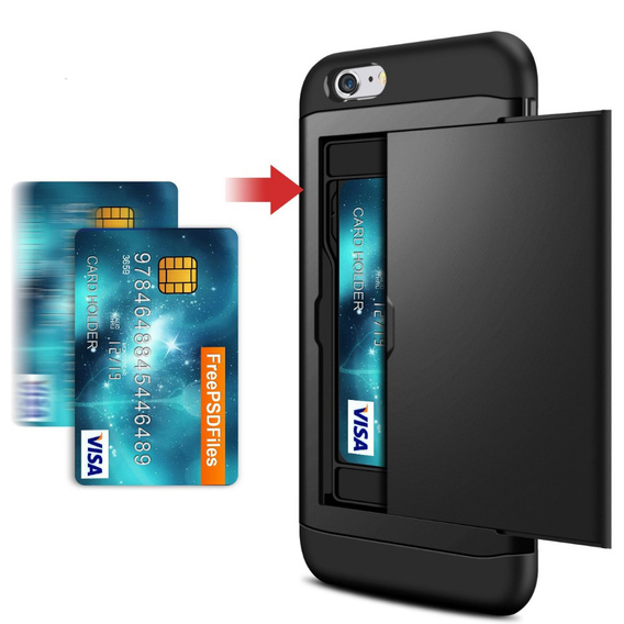 Pouzdro pro iPhone 7/8/SE 2020/SE 2022, Sliding Card Holder, černé