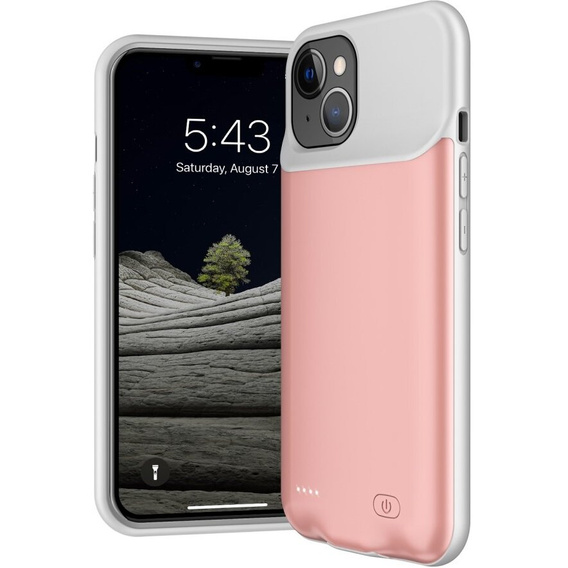 6500mAh bateriové pouzdro pro iPhone 13, růžové