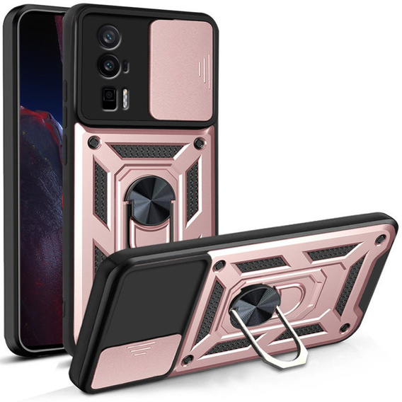 Pouzdro pro Xiaomi Poco F5 Pro, CamShield Slide, růžové rose gold