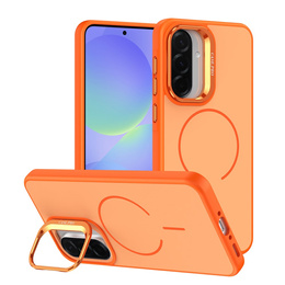 Skin-touch pouzdro s podstavcem pro MagSafe pro Samsung Galaxy A57 5G, oranžové
