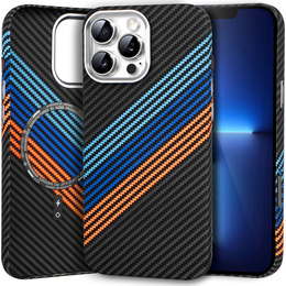 Pouzdro pro iPhone 13 Pro Max, Carbon Fiber MagSafe, námořnicky modré