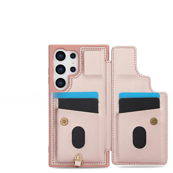Pouzdro pro Samsung Galaxy S25 Ultra, Leather Flower Card Slot, růžové