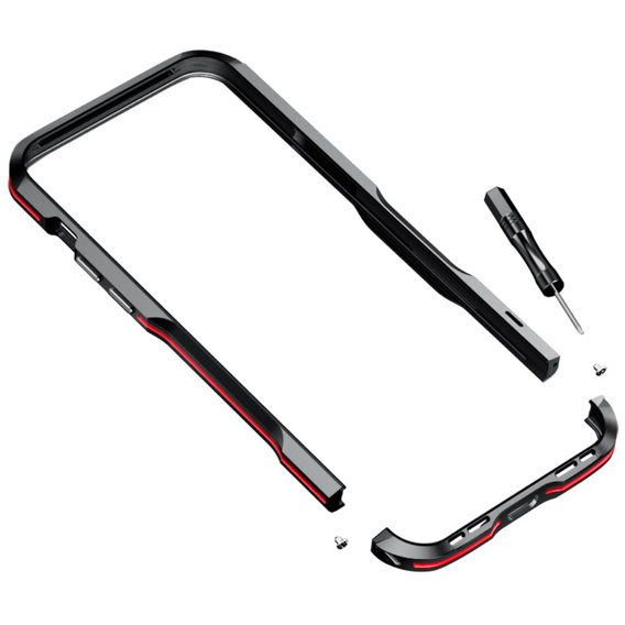 Pouzdro LUPHIE pro iPhone 14 Pro, Armor Bumper, černá / červená